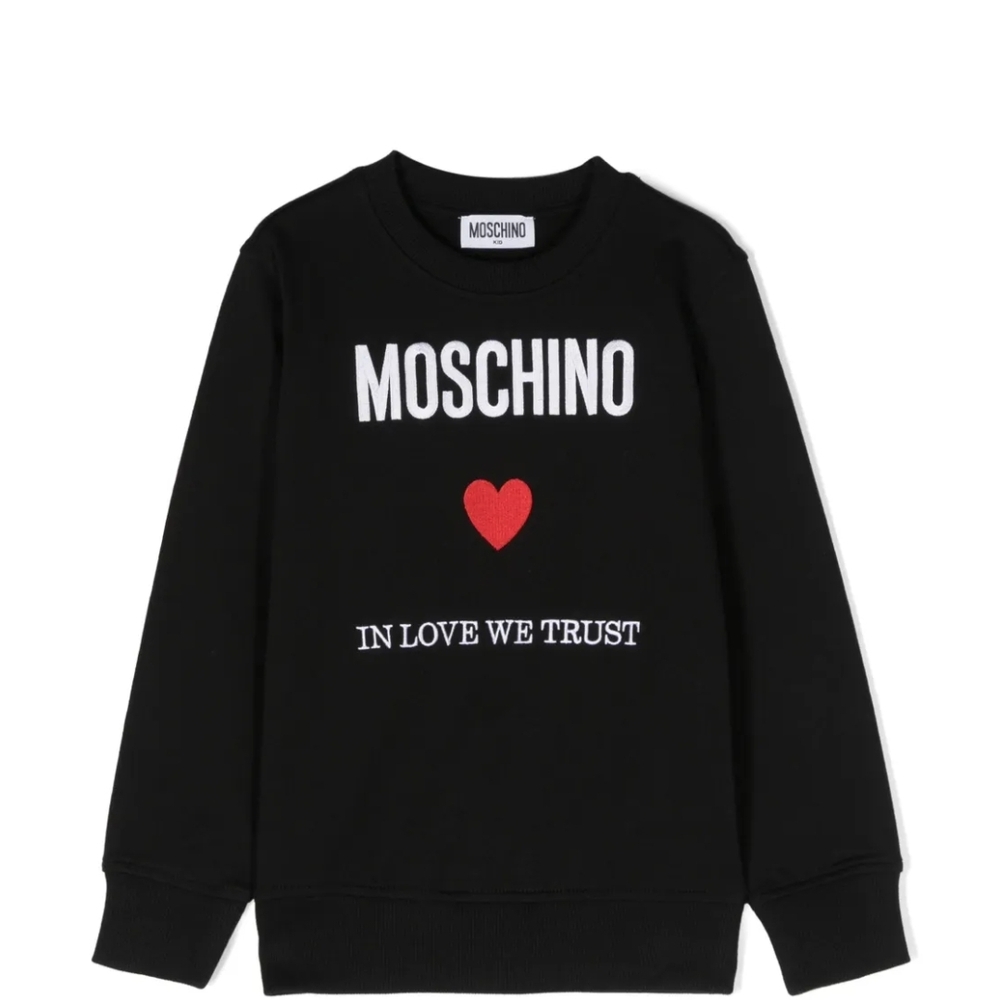 Moschino Black Sweatshirt with Red Heart and White Logo Text